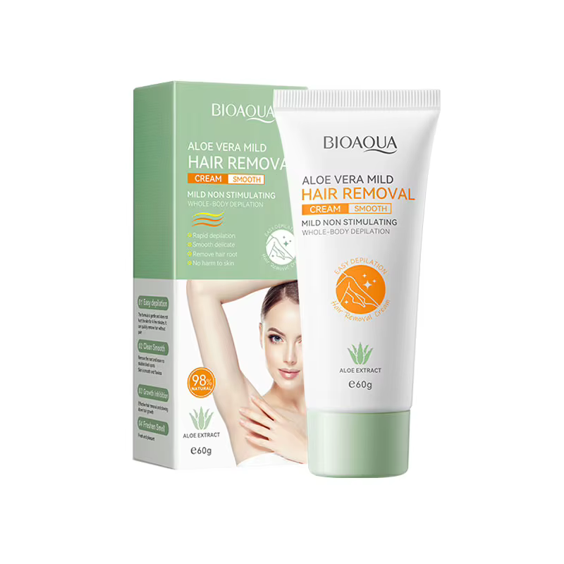 Crème dépilatoire permanente indolore à l'aloe vera 60g pour hommes/femmes, rapide, soignée, douce e