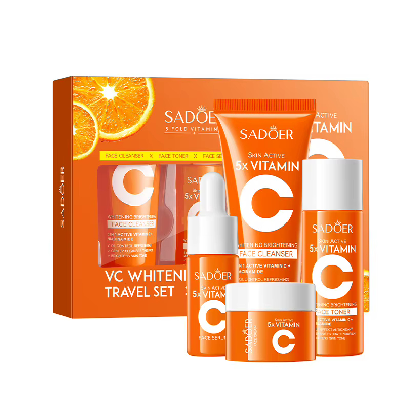 Ensemble de soins de la peau de voyage hydratant à la vitamine C cinq pièces nettoyant pour le visag