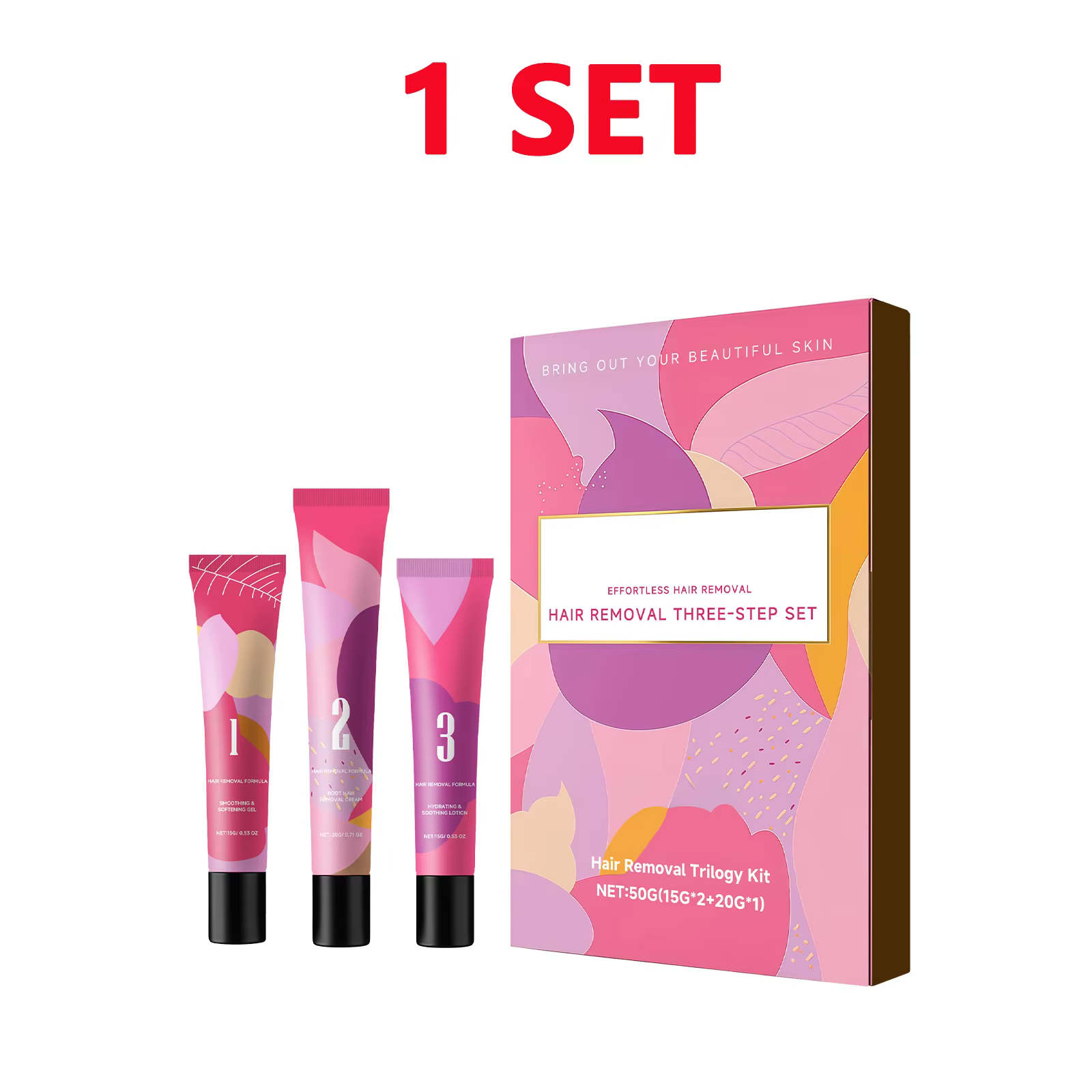 Kit de trilogie d'épilation douce pour femmes, système en 3 étapes avec gel apaisant, sans danger po