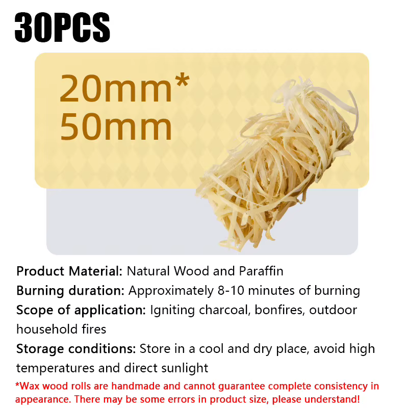 30/60/100/120 bâtonnets de cire naturelle pour allumer le feu, adaptés aux cheminées, barbecues, poê