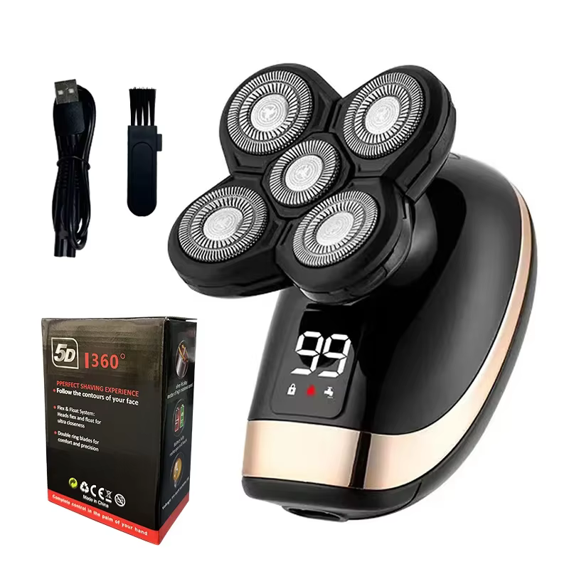 Rasoir électrique 5 en 1 pour hommes, Machine à raser Rechargeable, pour barbe, humide et sec, doubl