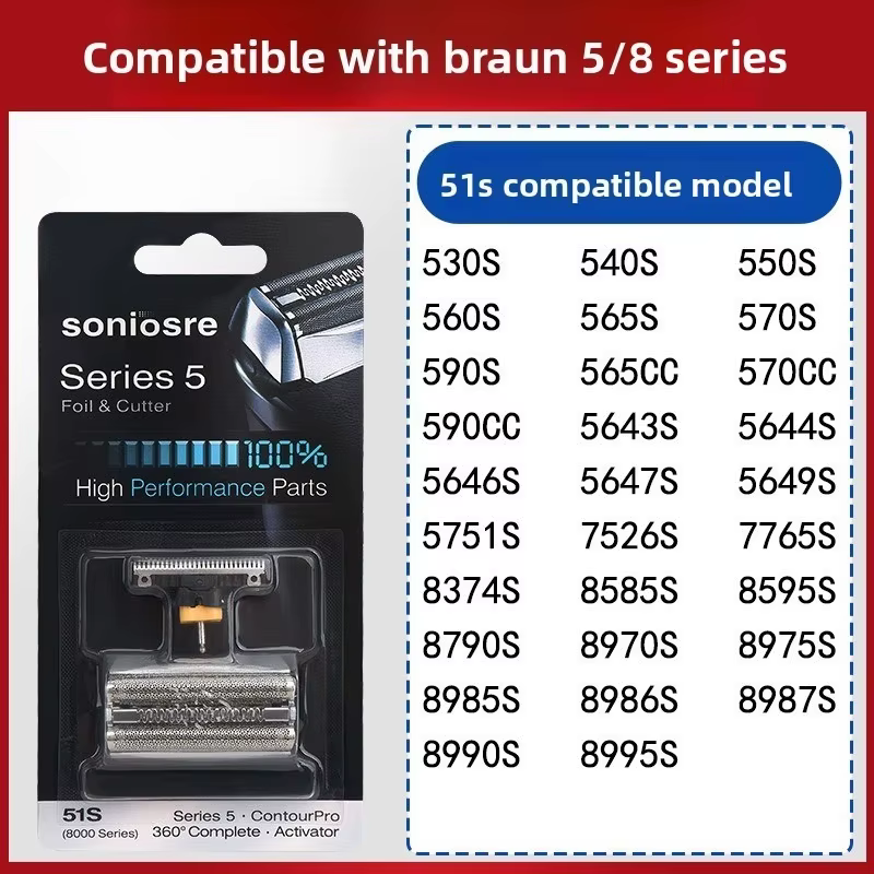 Lame de rasoir 51S/51B compatible avec les rasoirs Braun WaterFlex série 5 8000 WFS1/2 530 550 590 5