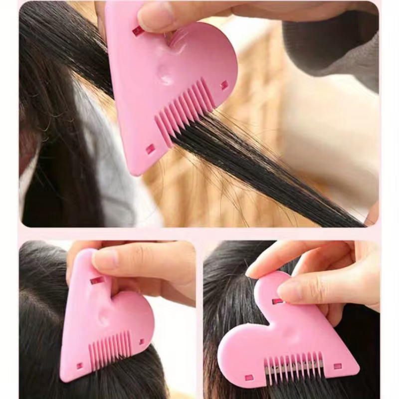 Lot de 3 peignes à cheveux double face en forme de cœur pêche rose, peigne de coiffure et de finissa