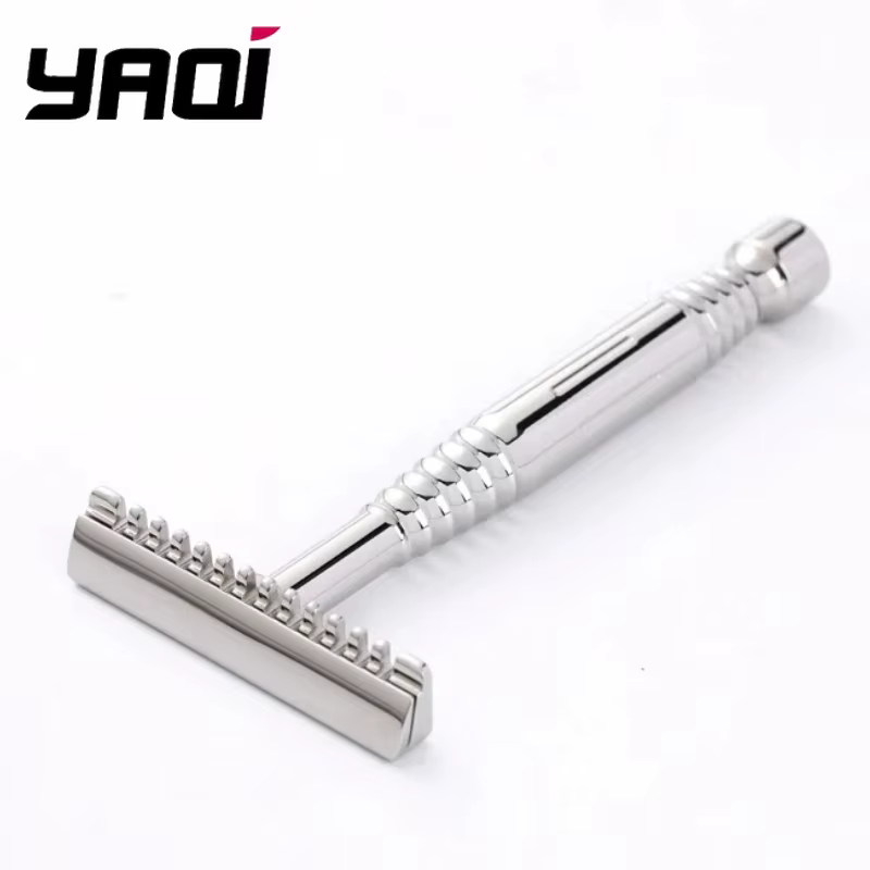 Rasoir de sécurité YAQI Romulus Open Comb Polished en acier inoxydable 316, lame simple, pour hommes