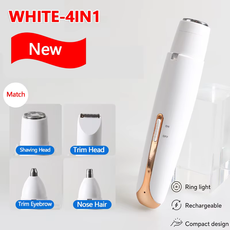 Rasoir électrique 4 en 1 SoftAura pour femmes, rasoir rechargeable portable pour le visage, les bras