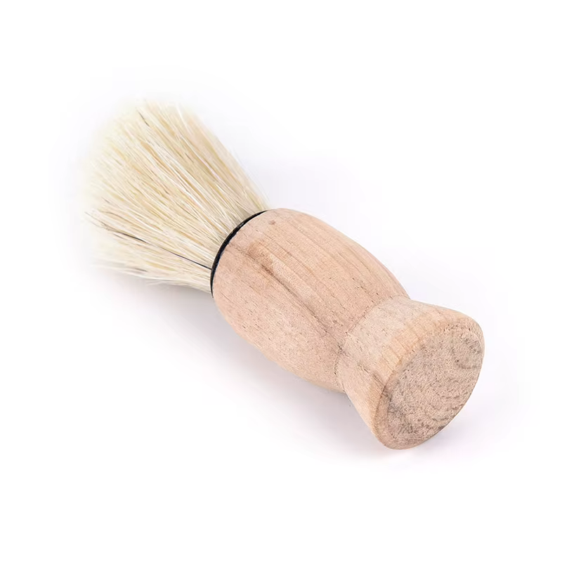 ▧ ~1x brosse à raser professionnelle avec manche en bois, outil de barbier pour la barbe et la moust