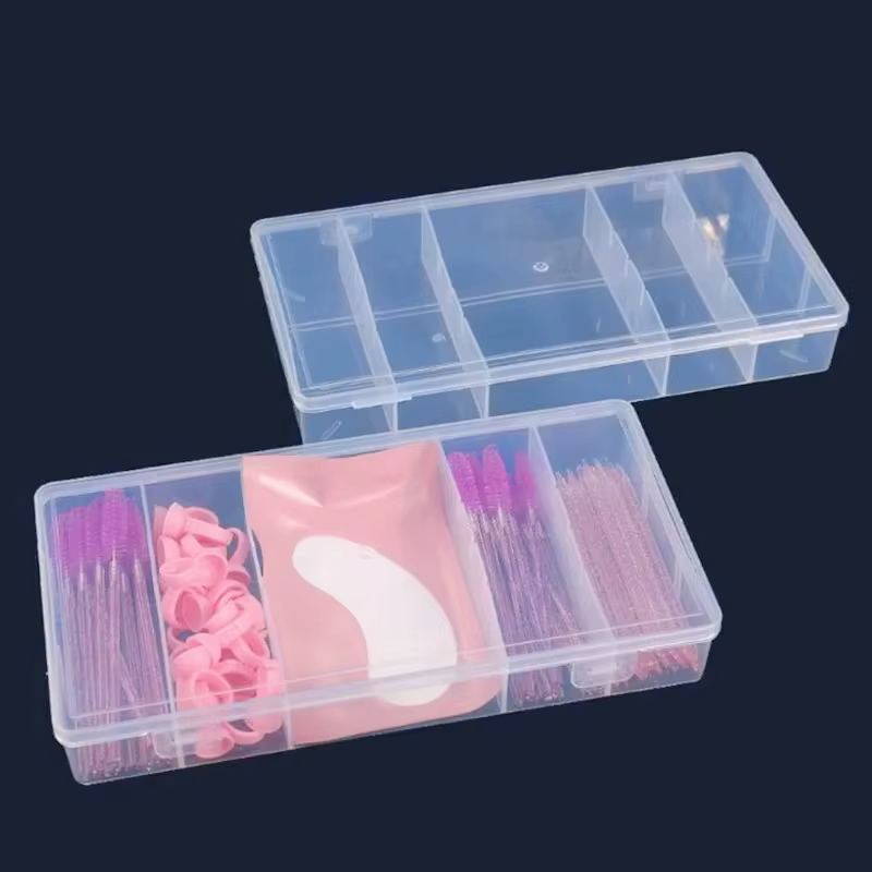 Organisateur d'outils d'extension de cils Vertical à 5 grilles, rectangulaire Transparent avec couve