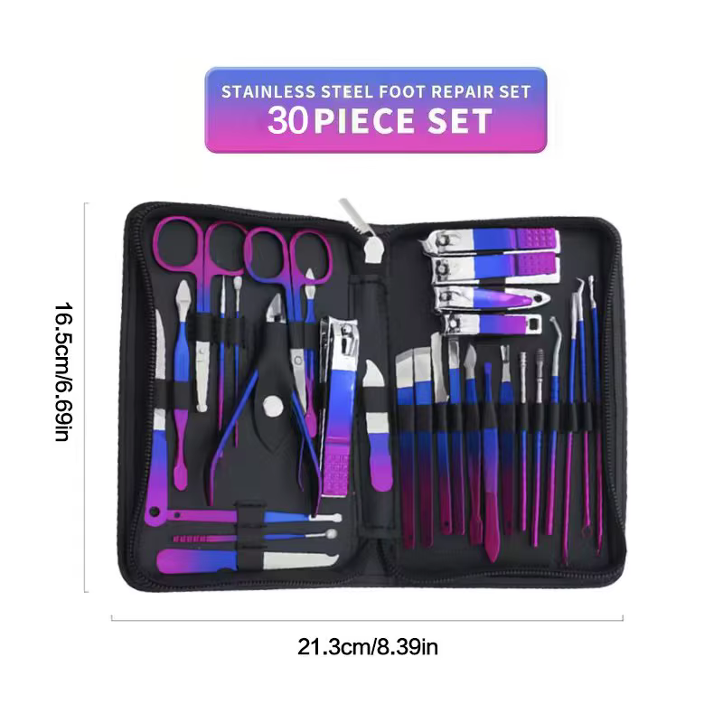 Kit professionnel de manucure et pédicure en acier inoxydable, ensemble de 6 à 18 pièces, soins des