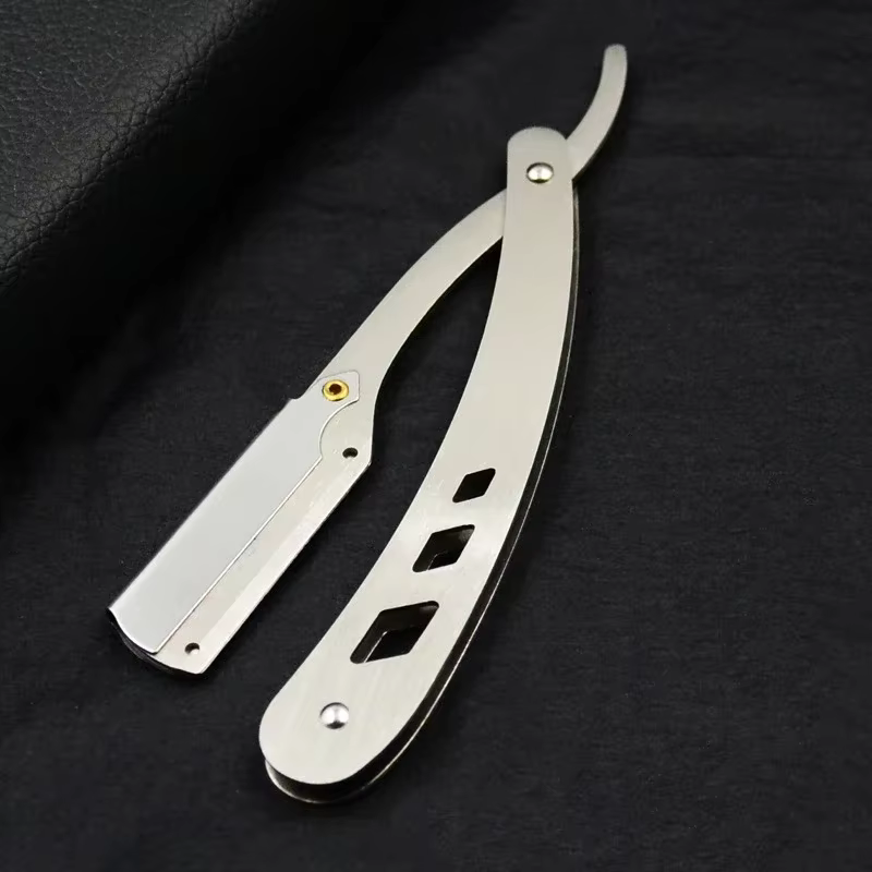 Rasoir barbier Antique noir outils pliants rasoir et lames hommes couteau de rasage unisexe épilatio