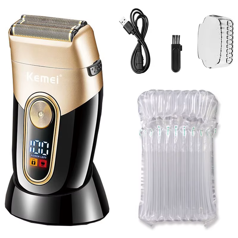 Kemei lavable barbe rasoir électrique pour hommes Rechargeable Stubble électrique tête de rasoir Mac