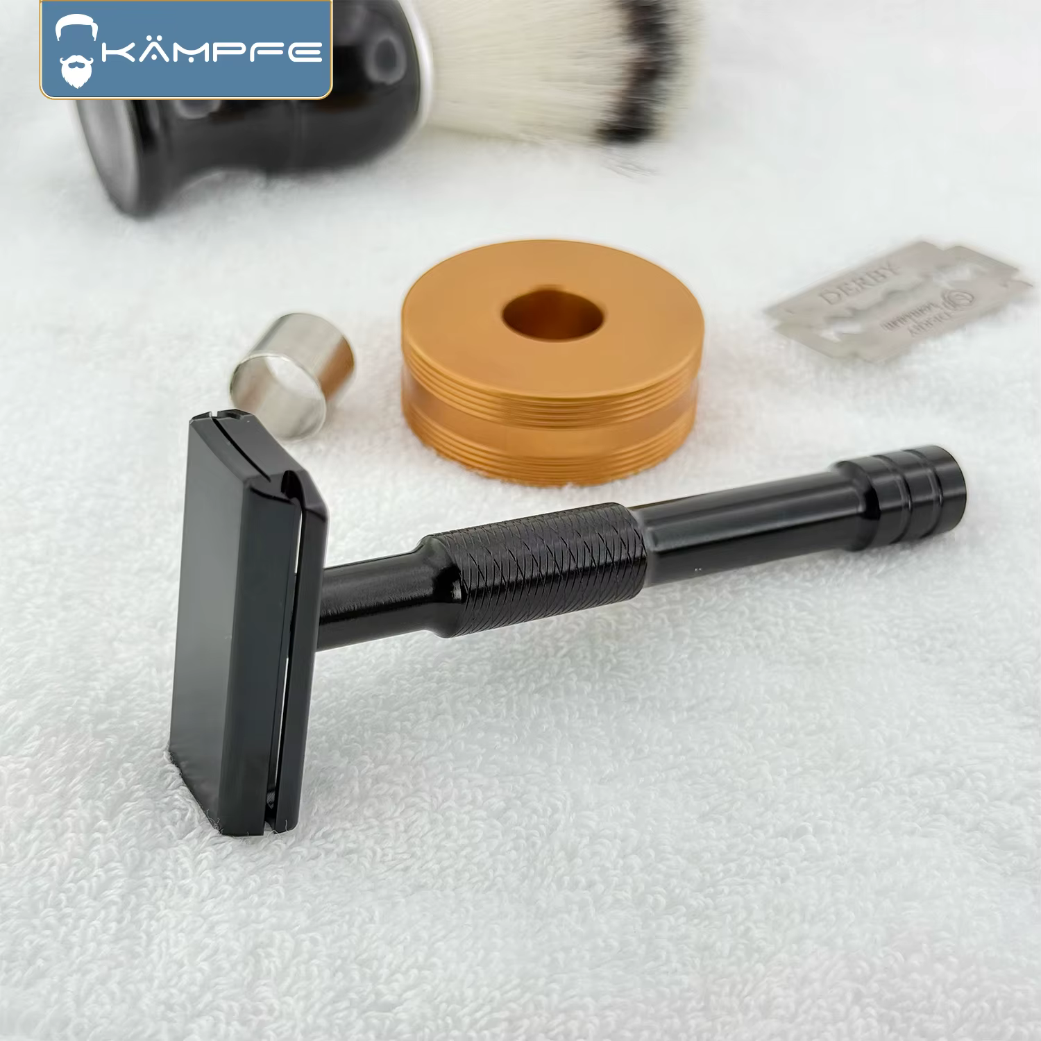 Rasoir de sécurité manuel Kampfe CNC avec 5 lames de rechange, outils de salon de coiffure, cadeaux 