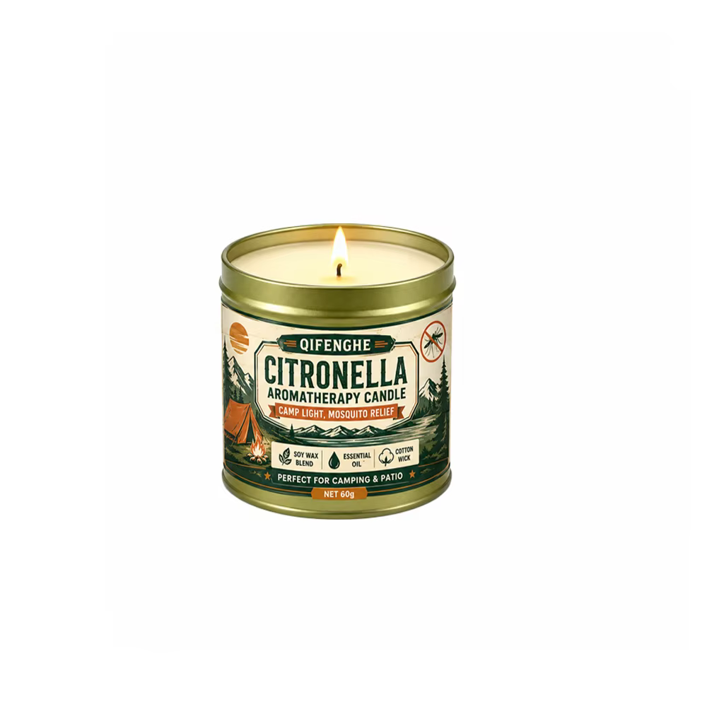 Bougie portable à la citronnelle en cire de soja, aromathérapie, sans fumée, anti-moustiques pour pi