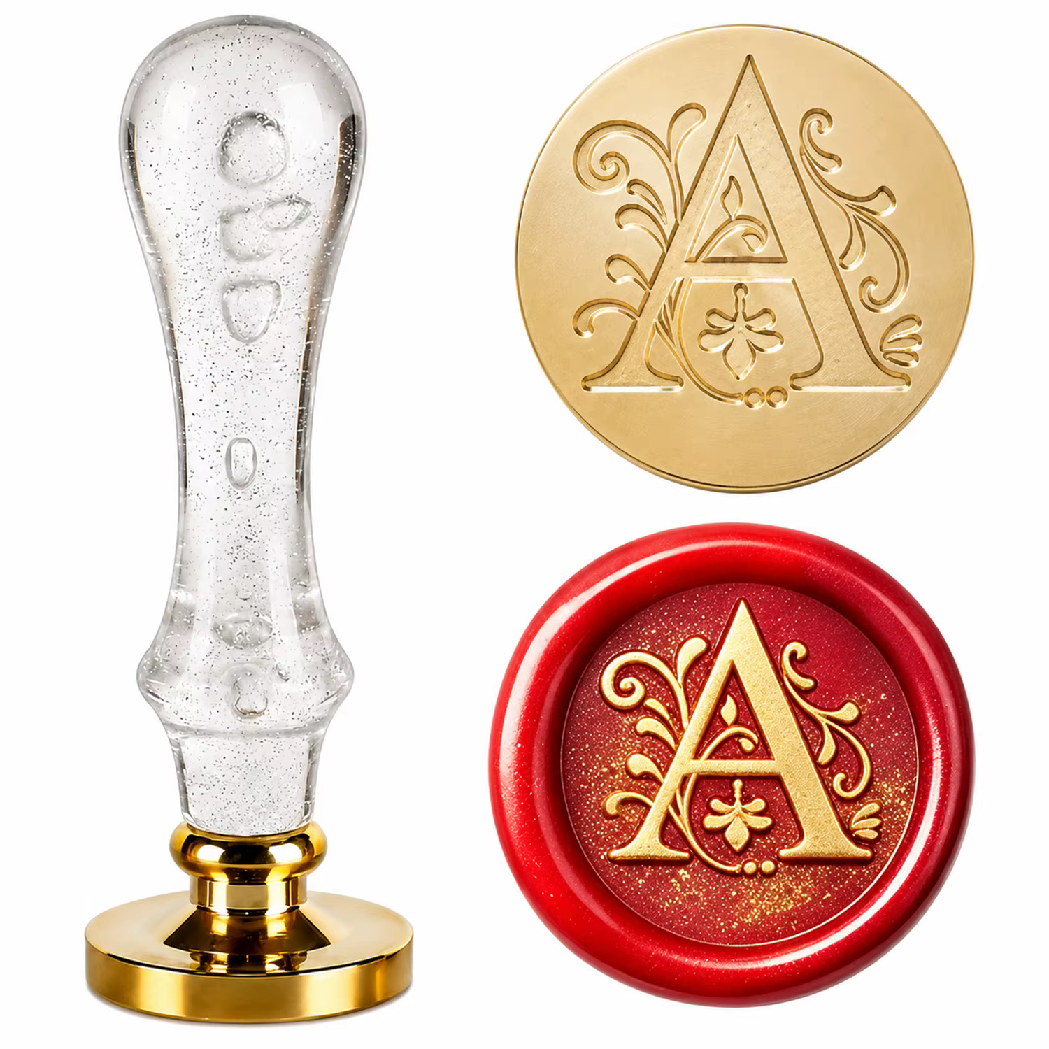 Sceau de cire à 26 lettres, tête en laiton de 25 mm avec poignée à bulles blanche, sceau de cire pou