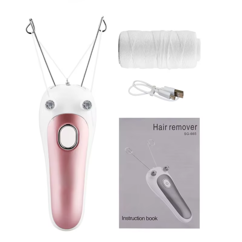 Épilateur électrique à fil pour femmes, épilateur facial et corporel indolore, fil de coton portable