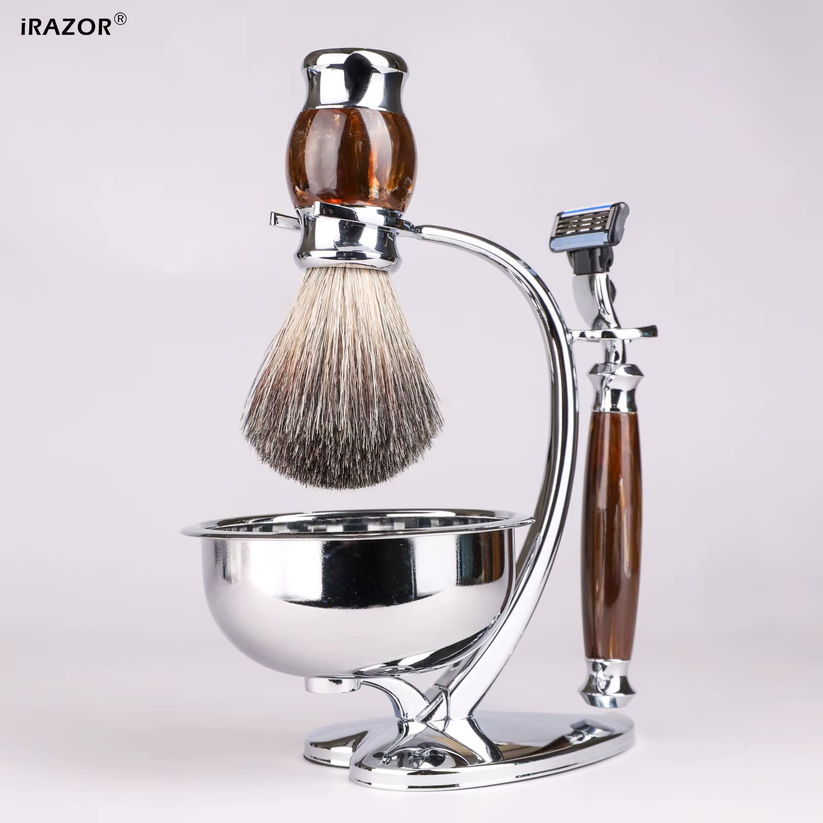 iRAZOR Kit de rasage professionnel pour hommes-Mach 3 lame de rasoir blaireau cheveux accessoire de