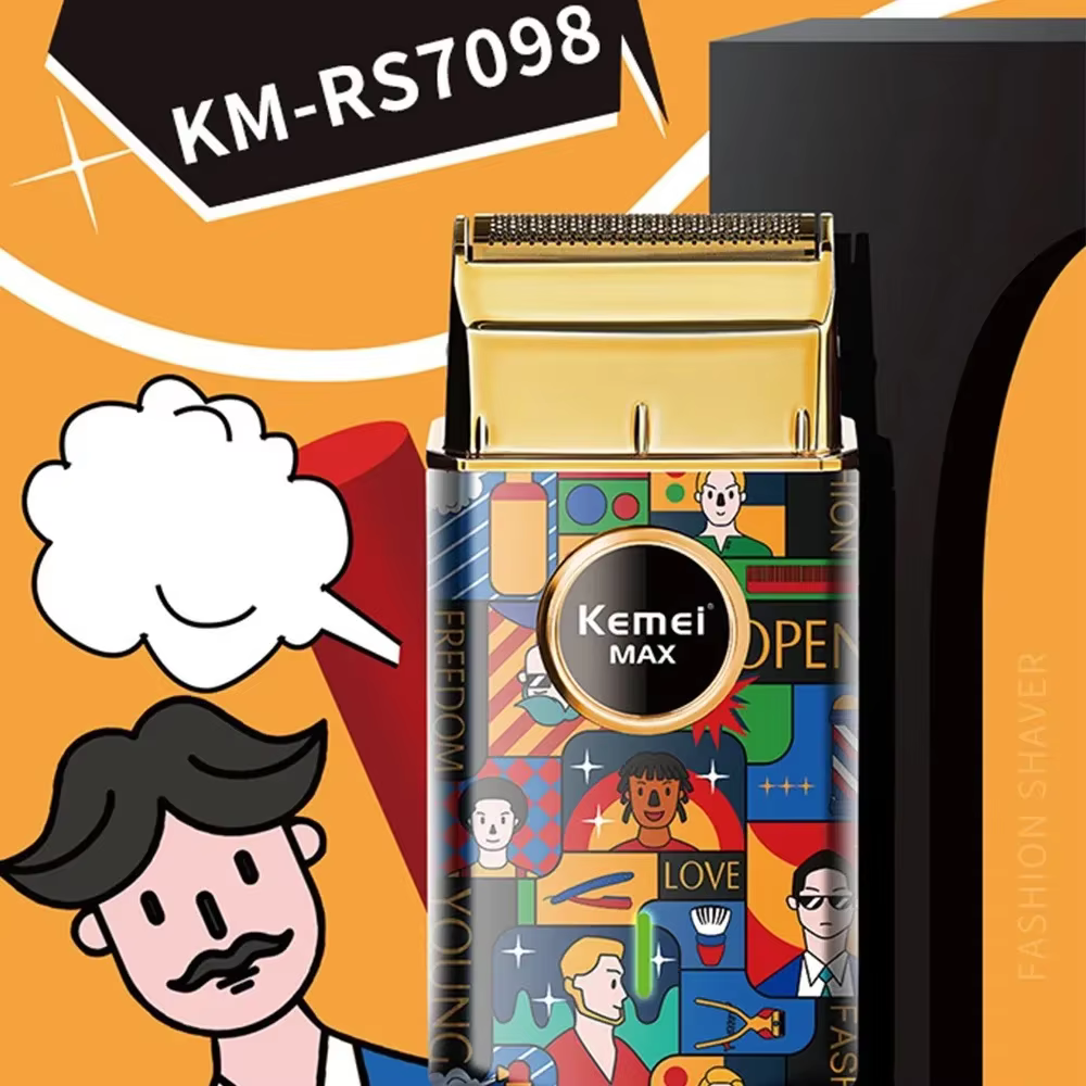 Kemei KM-RS7098 titane hommes rasoir électrique tondeuse à cheveux professionnelle Graffiti tondeuse