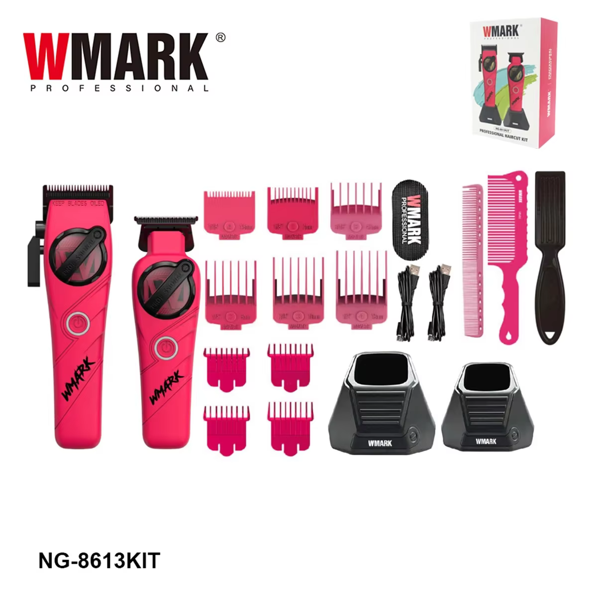 WMARK NG-8613KIT tondeuse pour hommes 8500 tr/min lame DLC entièrement en métal avec chargeur de Bas