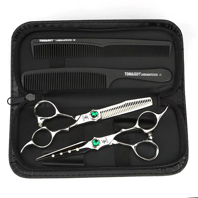 Ciseaux à cheveux professionnels en acier VG10 de 6 pouces, ensemble de ciseaux de coupe et d'aminci