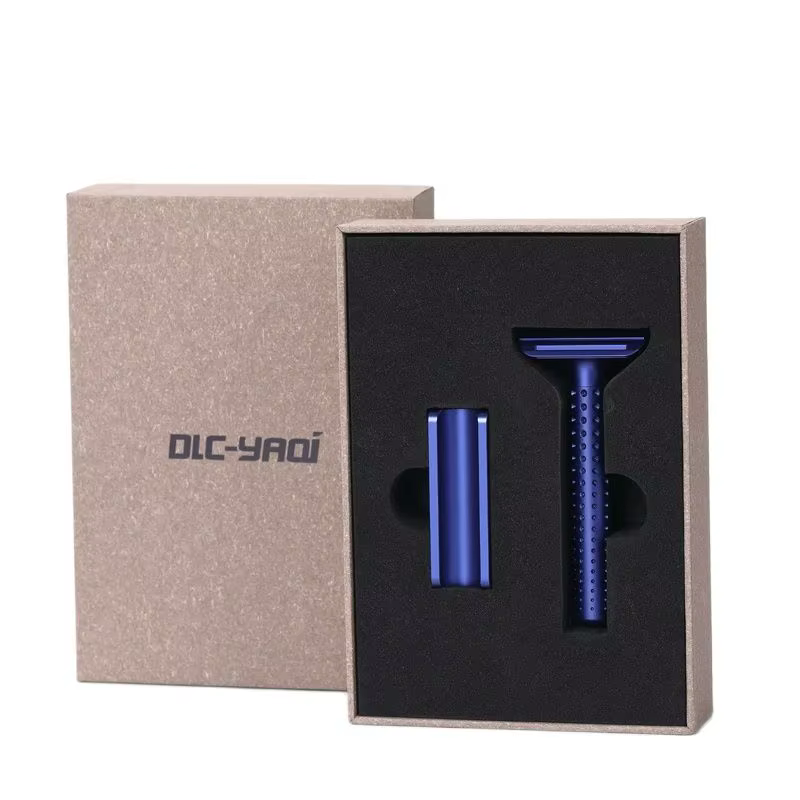 Yaqi Sputnik rasoir et support de sécurité en aluminium pour hommes de couleur bleu foncé