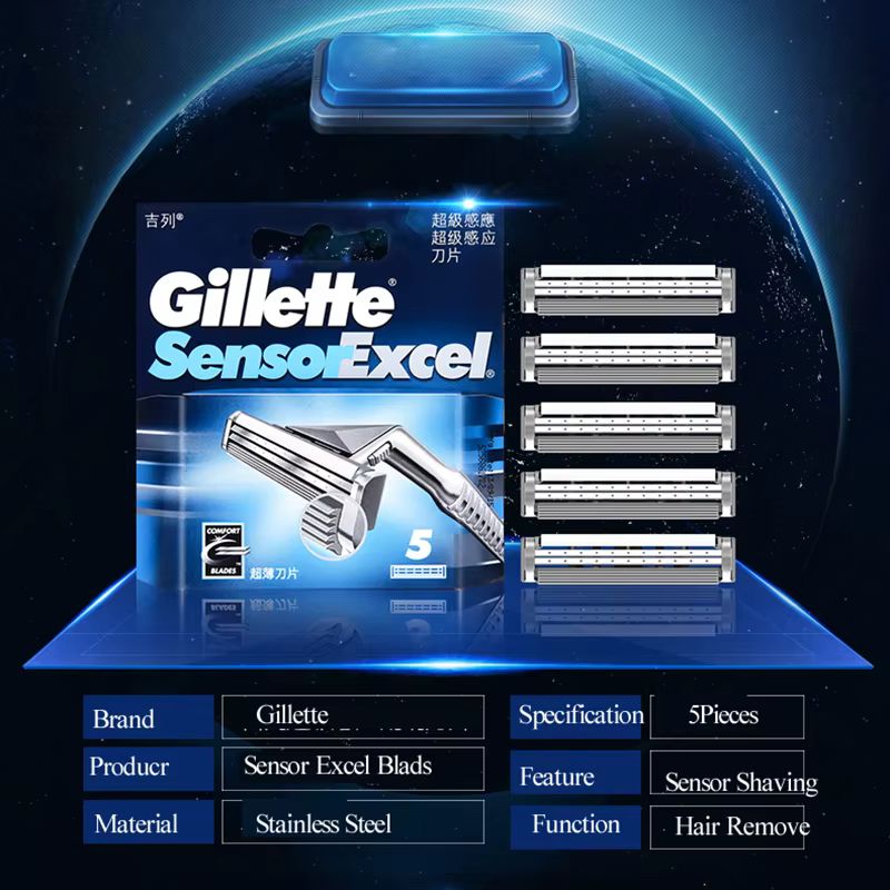 Gillette Sensor Excel lame de rasoir pour hommes remplacer les têtes rasage de barbe lames de rasoir