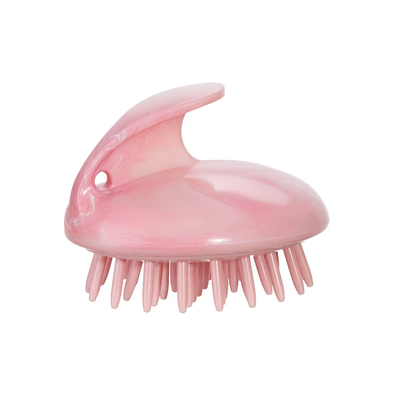 Brosse de massage du cuir chevelu en silicone à motif marbré, exfoliante, anti-pelliculaire, favoris