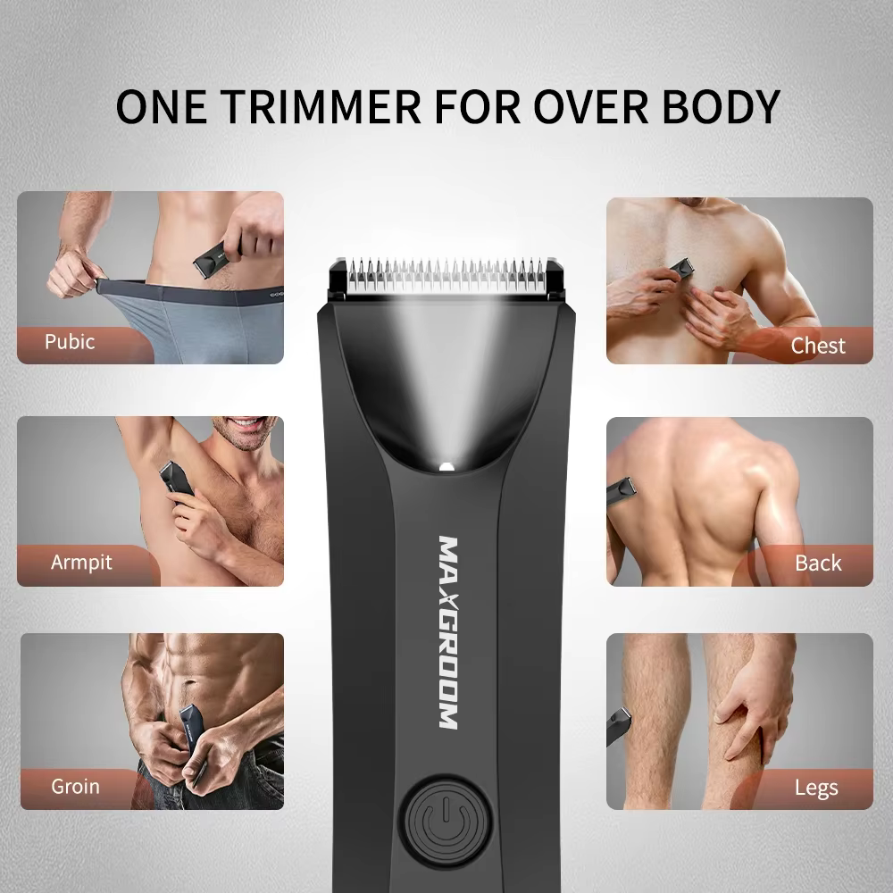 Tondeuse corporelle MAXGROOM pour hommes, tondeuse pour les parties intimes, lame en céramique rempl