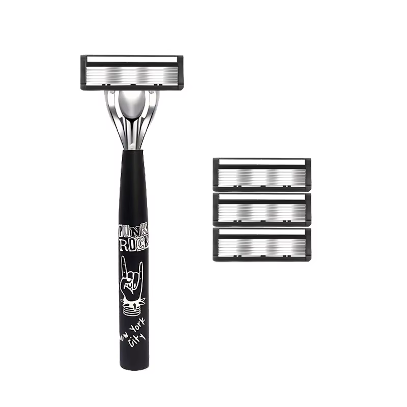 Kit de rasage premium pour homme avec rasoir à 6 lames, manche ergonomique antidérapant et bande lub