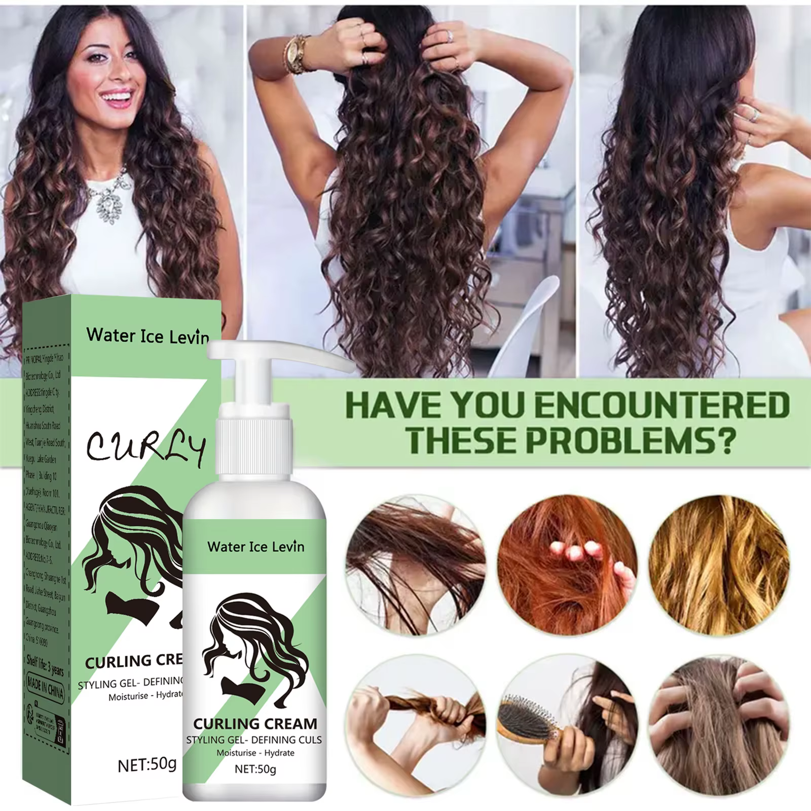 Crème hydratante pour cheveux bouclés, conditionneur pour l'élasticité des cheveux bouclés, neutre, adapté à tous les types de cheveux