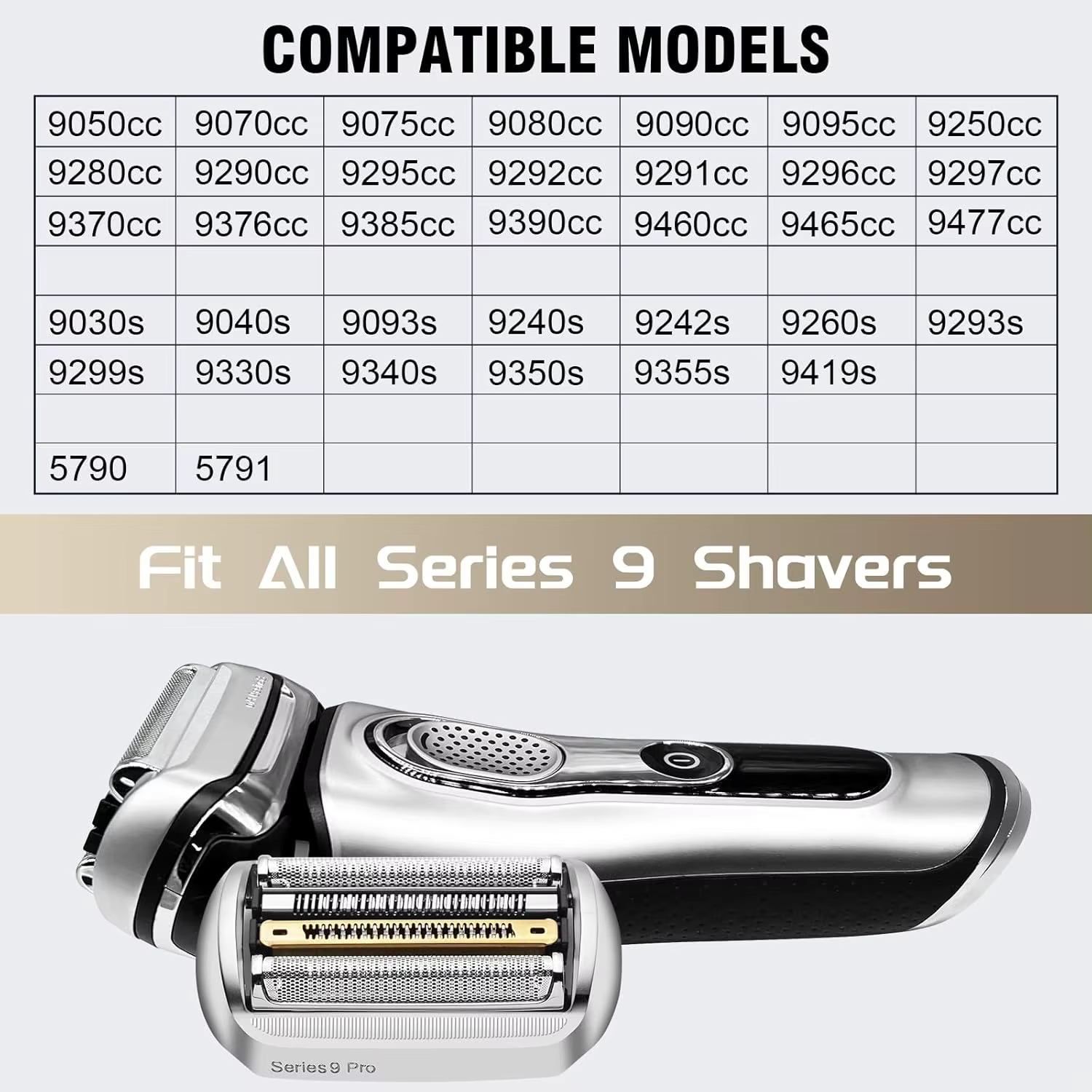 Nouvelle tête de rasoir de rechange 94M compatible avec les rasoirs électriques Braun Series 9 Pro 9290cc 9291cc 9370cc 9376cc 9293s 9260s