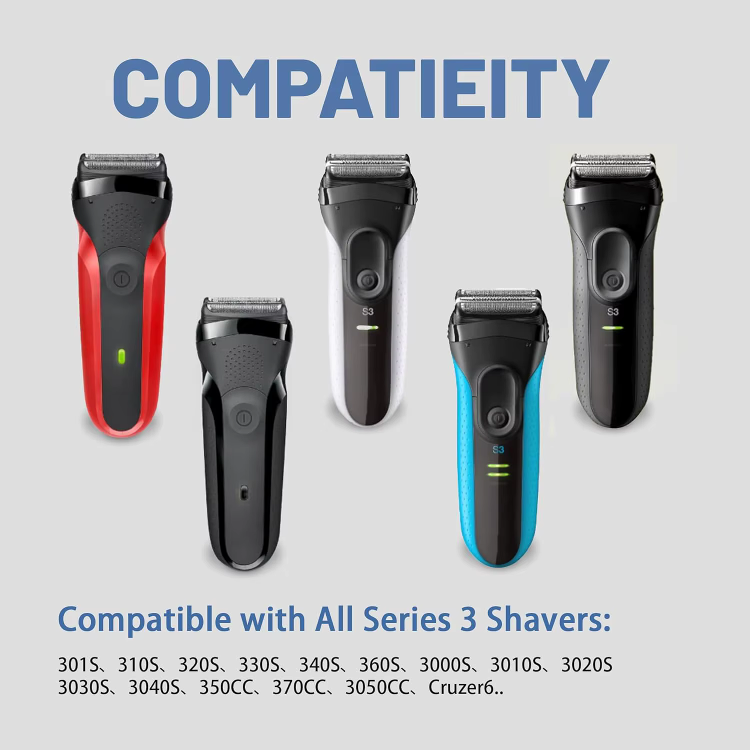 Nouvelle tête de remplacement 32B compatible avec les rasoirs électriques Braun Series 3 3000s 3010s 3020s 3030s 300s 301s 310s 320s 330s