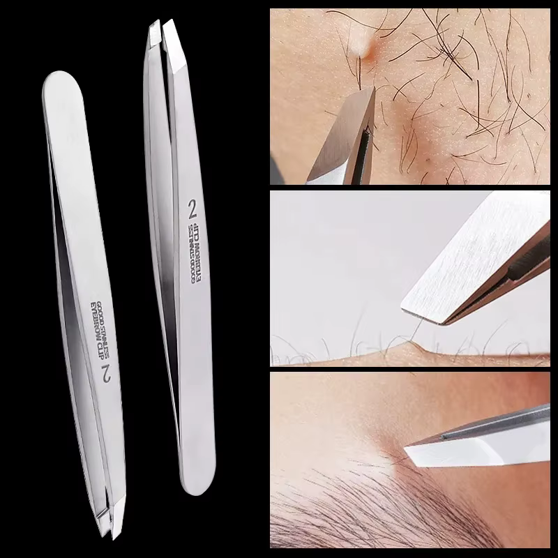 Pince à sourcils inclinée en acier inoxydable