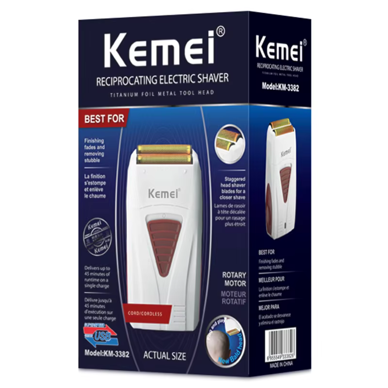 Rasoir électrique rechargeable Kemei Finishing Fade pour hommes