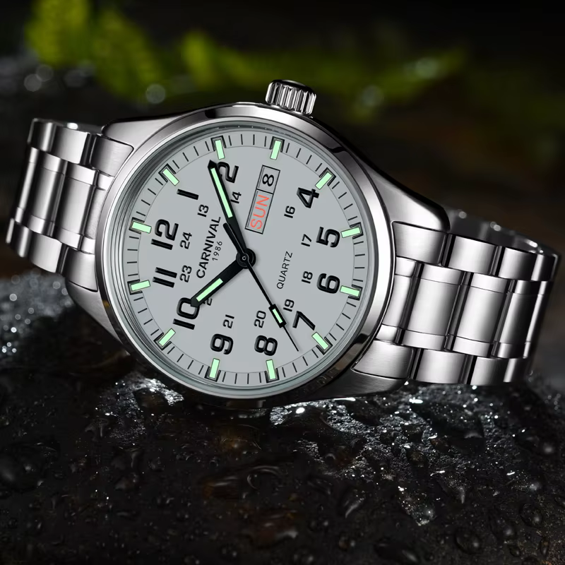 CARNAVAL-Montre de marque de luxe pour hommes, montres-bracelets étanches à quartz en acier inoxydable solide, horloge pour hommes, Reloj zones bre
