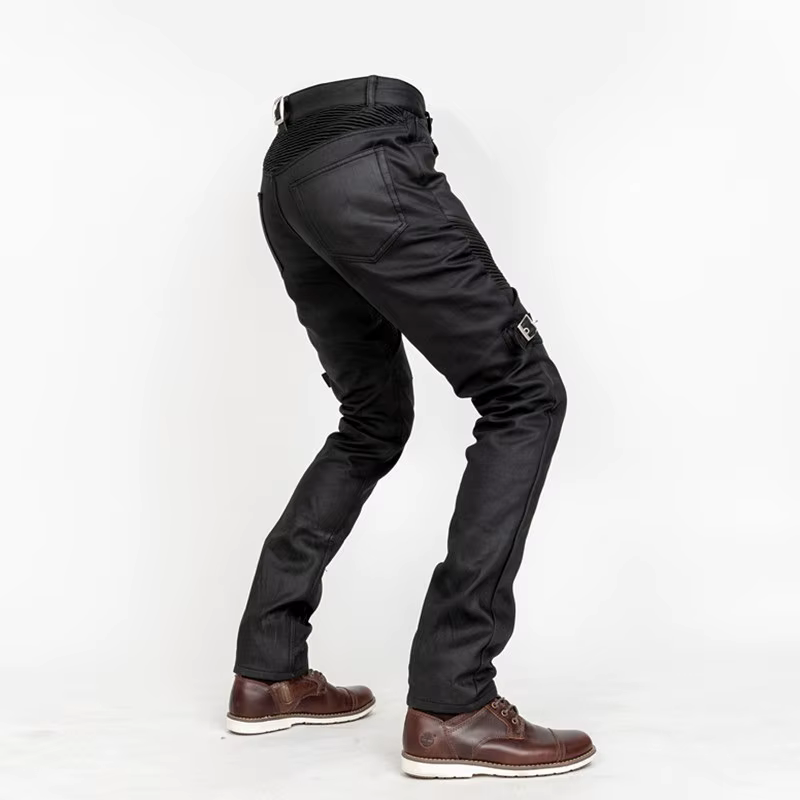 Pantalon de moto avec revêtement ciré à l'huile coupe-vent, jean vintage pour moto Rbike