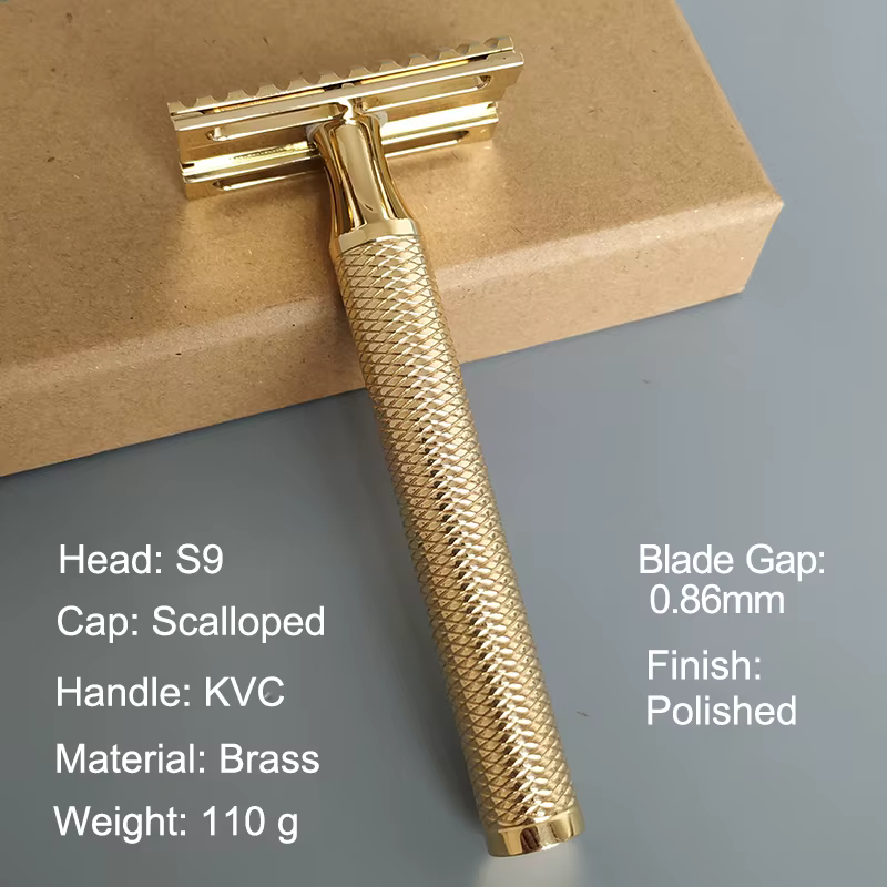 Dscosmetic D8/S9 Rasoir de sécurité à double tranchant en laiton FABRIQUÉ PAR CNC