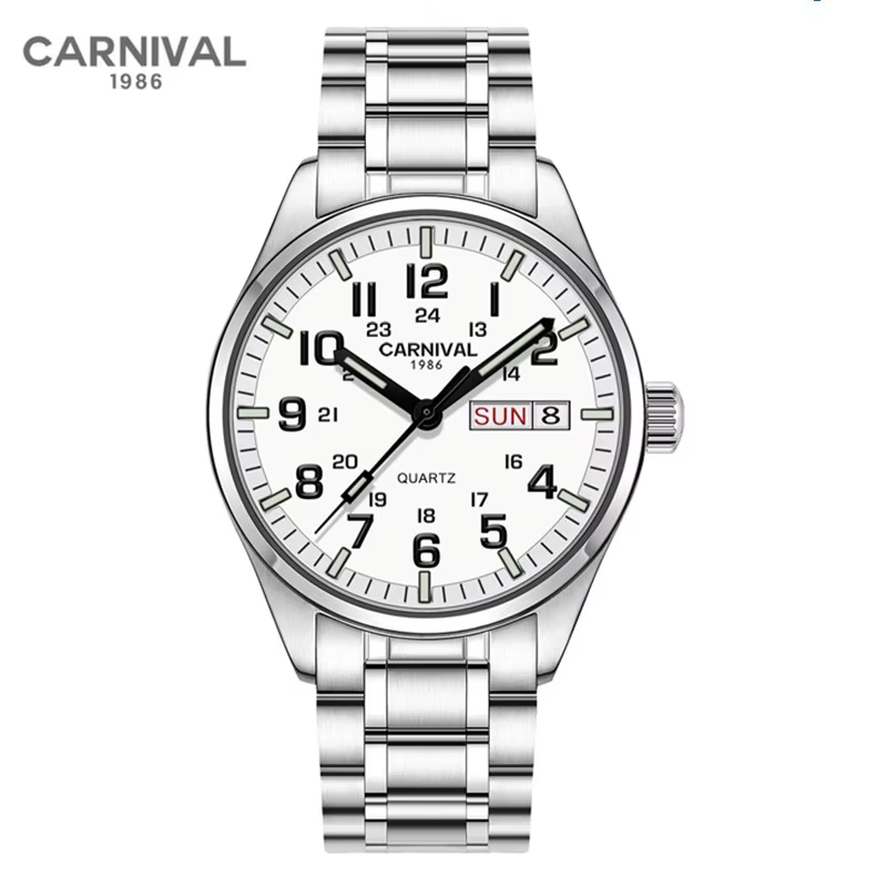 CARNAVAL-Montre de marque de luxe pour hommes, montres-bracelets étanches à quartz en acier inoxydable solide, horloge pour hommes, Reloj zones bre