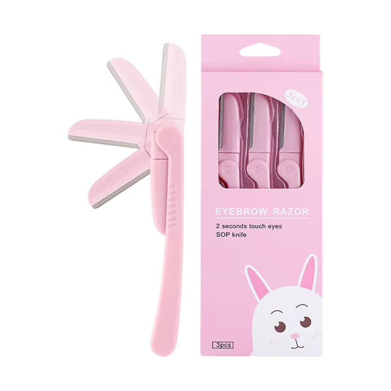 Tondeuse à sourcils pliante rose