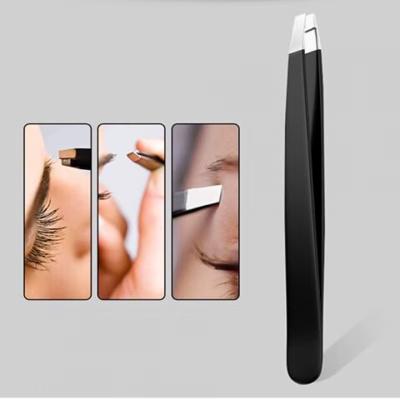 Pince à sourcils noire en acier inoxydable