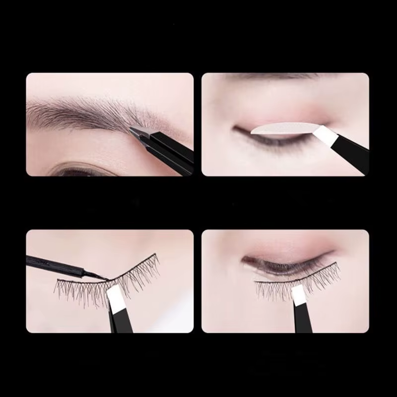 Pince à sourcils noire en acier inoxydable