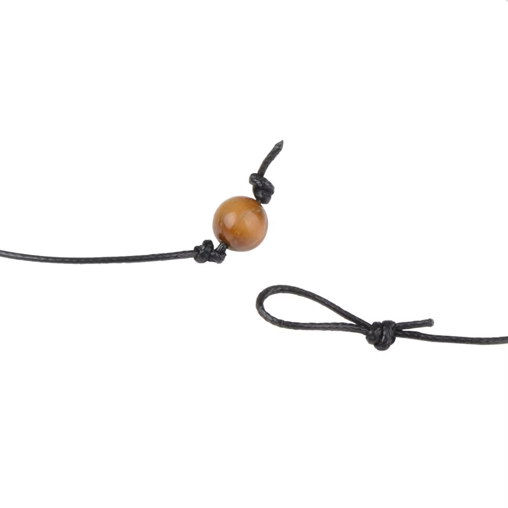 Collier en pierre naturelle pour femmes, cordon de cire, perles, breloque, bijoux