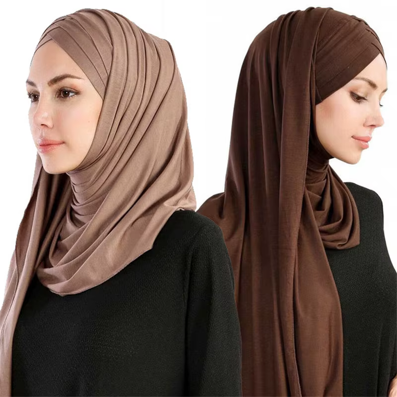 Hijab musulman instantané en coton uni doux pour femme, écharpe en jersey, châles et enveloppes, écharpe de sauna prête à porter, nouveau, 2023