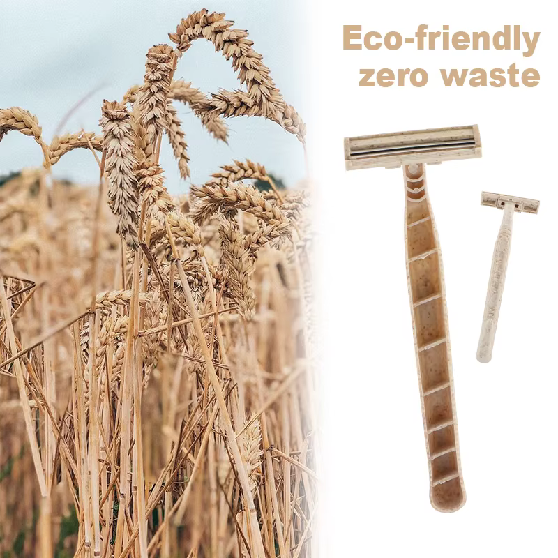 EZ – rasoirs de sécurité jetables écologiques avec manche en paille de blé pour hommes