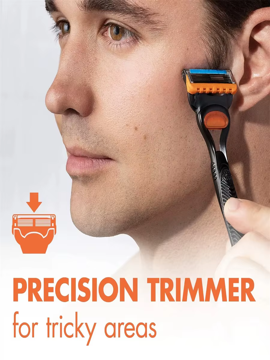 Gillette Fusion 5 rasoir pour hommes avec lames à 5 couches bord de tondeuse de précision grande bande de lubrification pour un rasage lisse et confortable