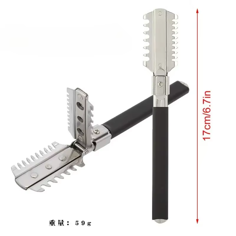 Manche en caoutchouc professionnelle bord amovible en acier inoxydable rasoir de rasage professionnel barbier cheveux rasoirs droits