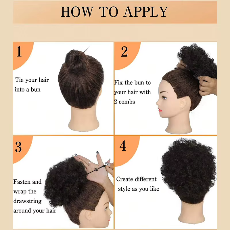 Afro cheveux bouclés Chignons Updo Chignon cordon queue de cheval femmes court crépus bouclés Chignon Extensions de queue de cheval synthétique Afro queue de cheval