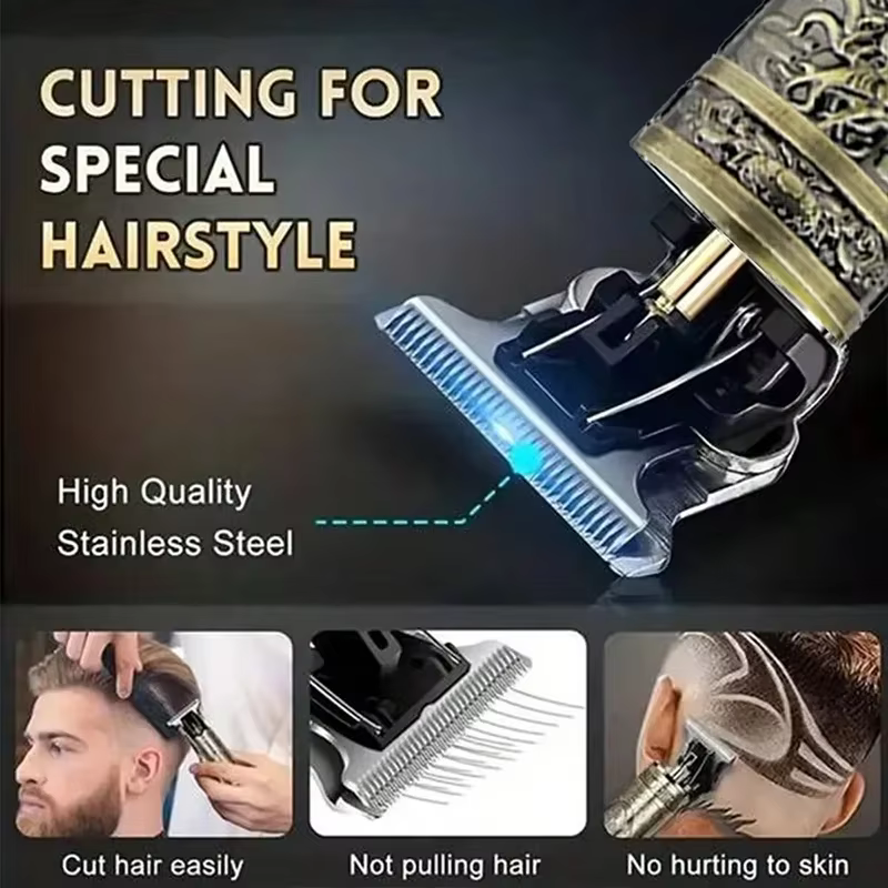 Nouveau! Tondeuse à cheveux électrique T9/accessoires | Rasoir professionnel USB | Machine de découpe chauve fondue 0mm