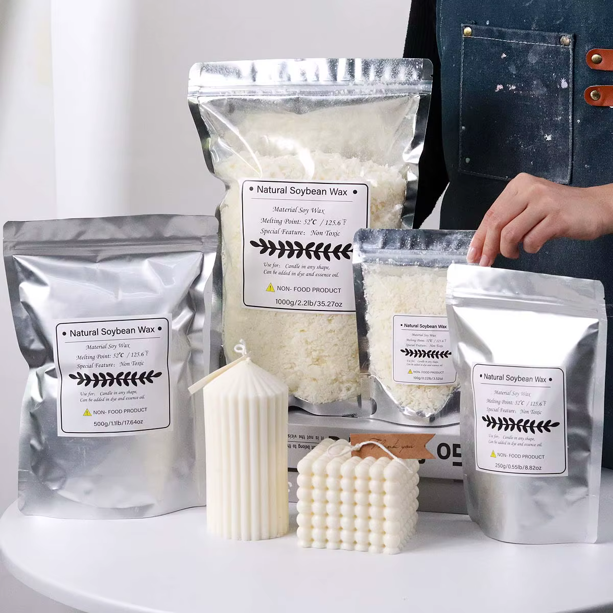 Flocons de cire de soja naturelle, 100/250/500/1000g, bougies artisanales faites à la main, bougies parfumées sans additifs, Kit de fabrication de matières premières