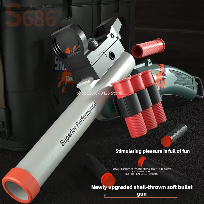 S686 Pistolet Lanceur de Billes Souples Airsoft à Éjection de Douilles, Jouet de Tir pour Jeux CS en Extérieur, Cadeau Amusant pour Garçons