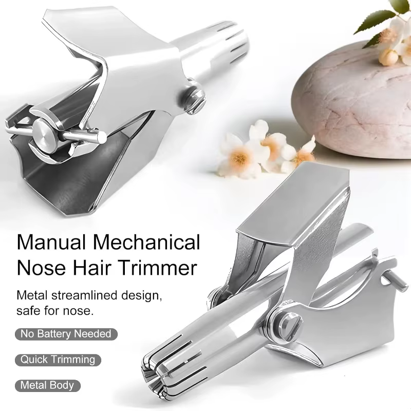 Tondeuse à poils de nez manuelle en acier inoxydable pour homme