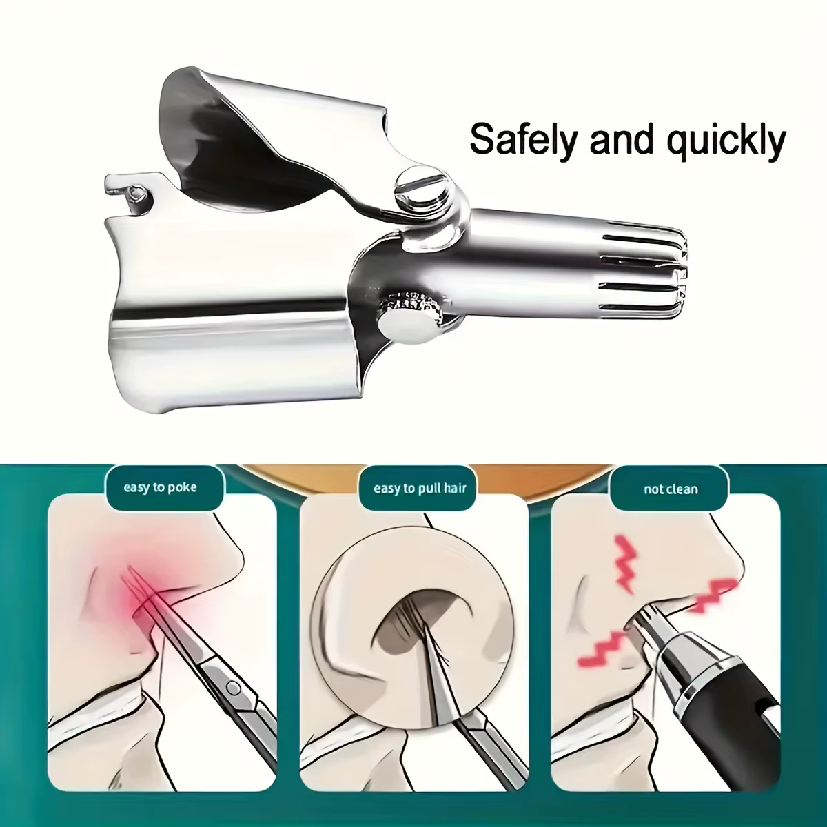 LISI lavable Portable manuel nez tondeuse pour hommes et femmes étanche en acier inoxydable oreille